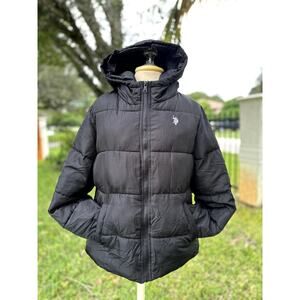 U.S. Polo Assn Black Puffer Winter Ski Jacket Warm Size Large